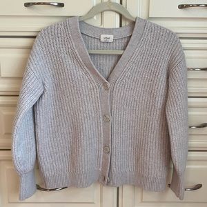 Aritzia | Wilfred Grey Button Up Cropped Sweater
